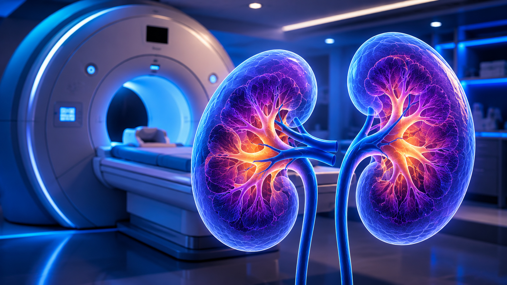 Abstract showing MRI machine for assessing kidney function