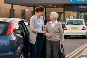 Support for carers: helping an older kidney patient arrive at a Manchester hospital