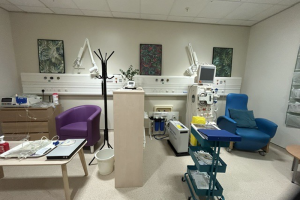 The new patient education suite at Manchester Royal Infirmary with home dialysis equipment and seating